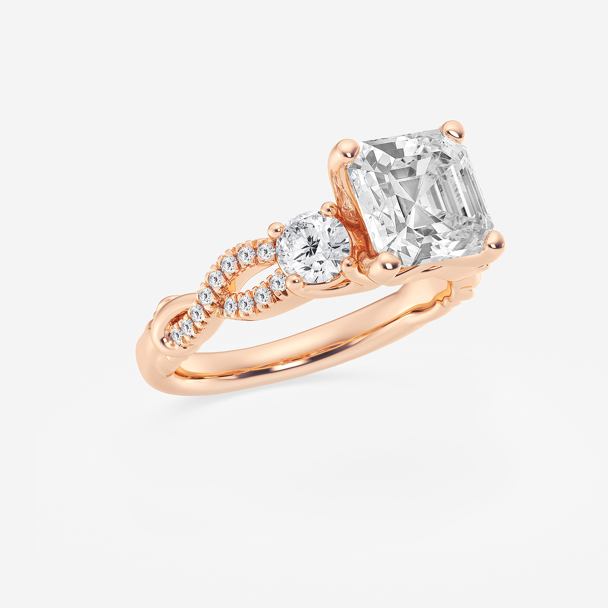 Additional Image 1 for  3 1/10 ctw Asscher Lab Grown Diamond Swirl Engagement Ring