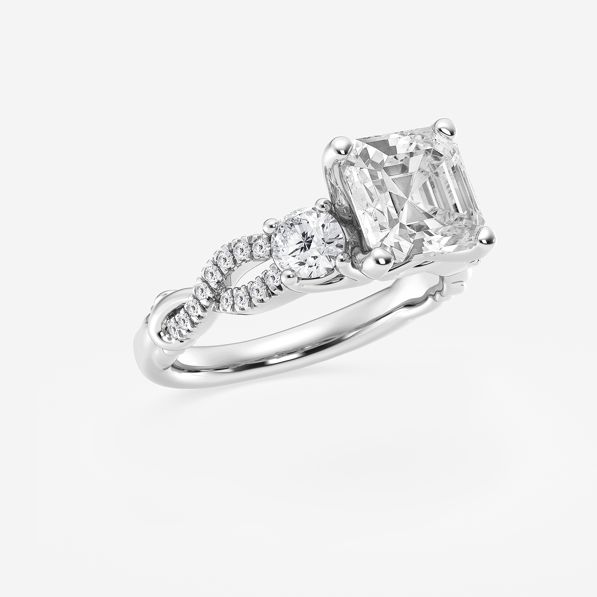 Additional Image 1 for  3 1/10 ctw Asscher Lab Grown Diamond Swirl Engagement Ring