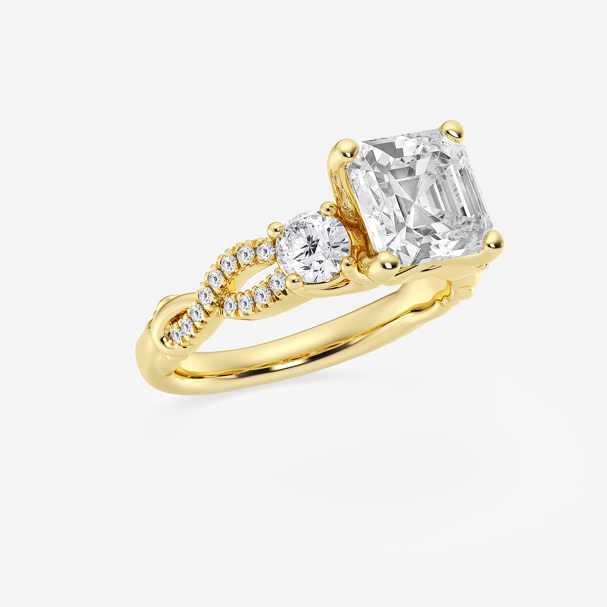 Additional Image 1 for  3 1/10 ctw Asscher Lab Grown Diamond Swirl Engagement Ring