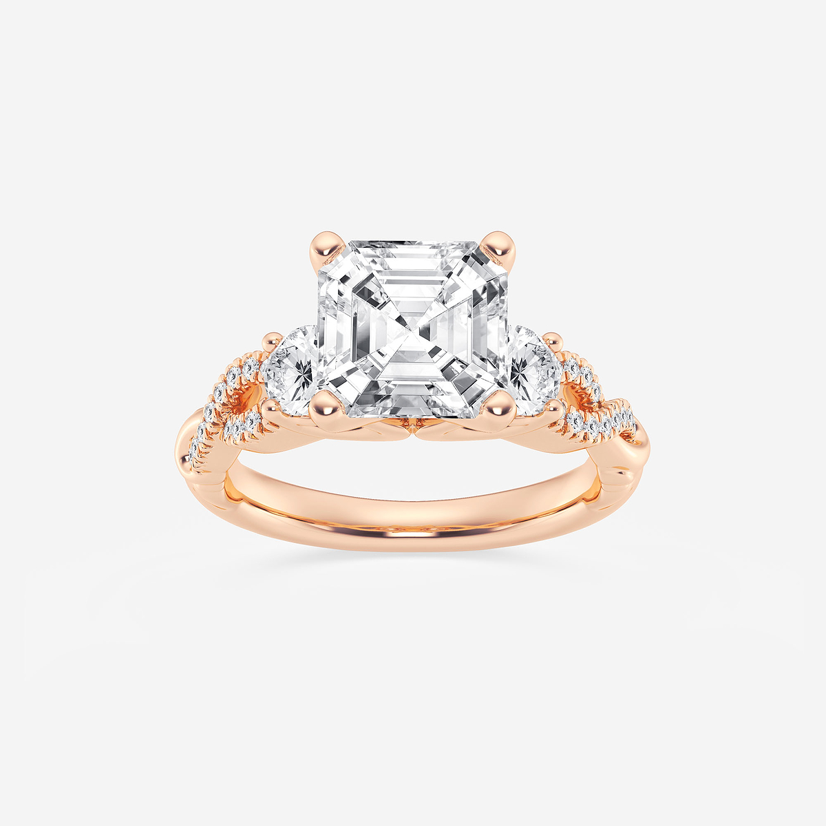 5 5/8 ctw Asscher Lab Grown Diamond Swirl Engagement Ring