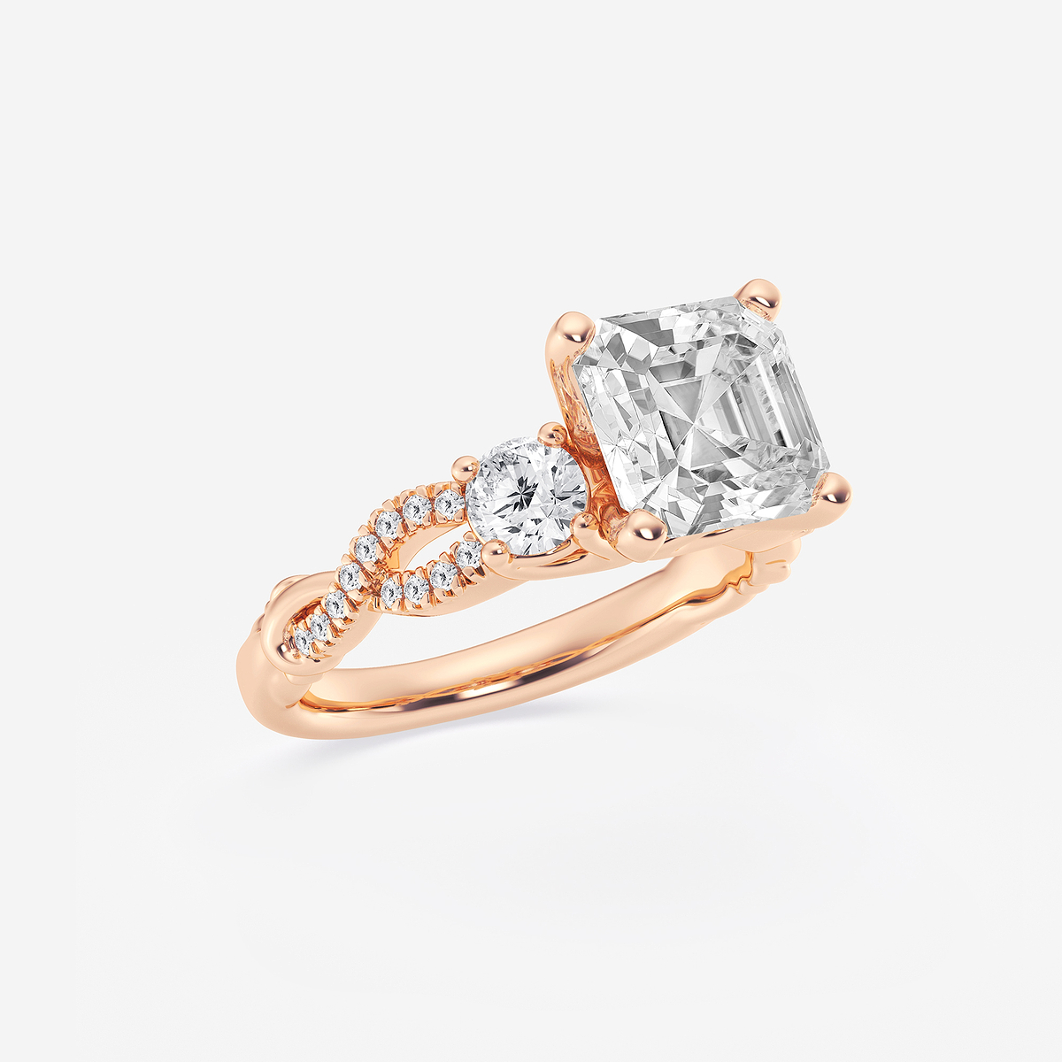 Additional Image 1 for  5 5/8 ctw Asscher Lab Grown Diamond Swirl Engagement Ring