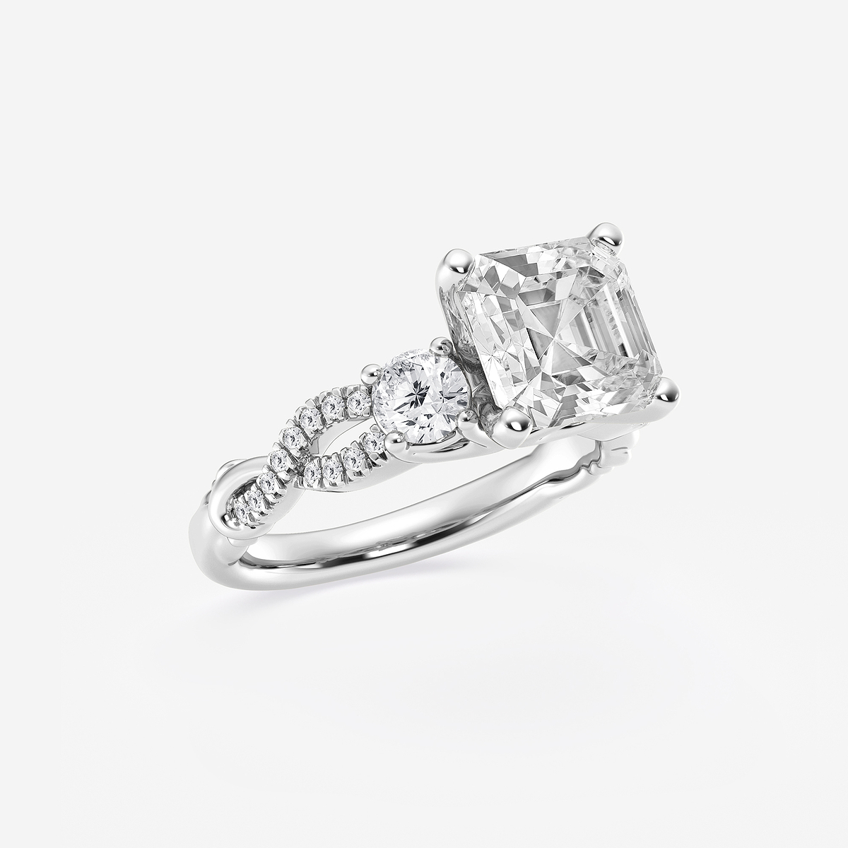 Additional Image 1 for  5 5/8 ctw Asscher Lab Grown Diamond Swirl Engagement Ring