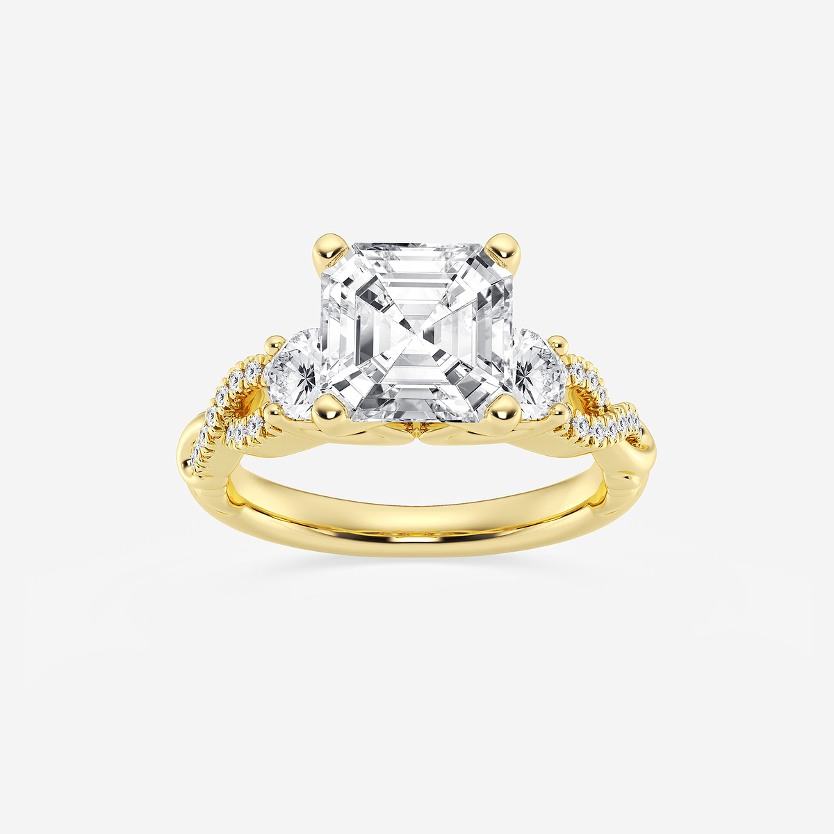 5 5/8 ctw Asscher Lab Grown Diamond Swirl Engagement Ring