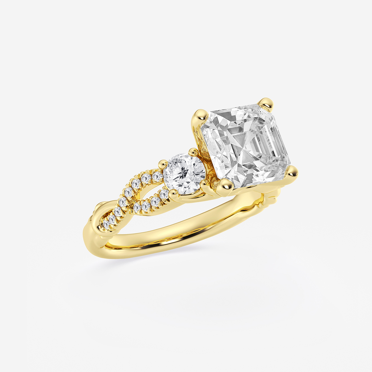 Additional Image 1 for  5 5/8 ctw Asscher Lab Grown Diamond Swirl Engagement Ring