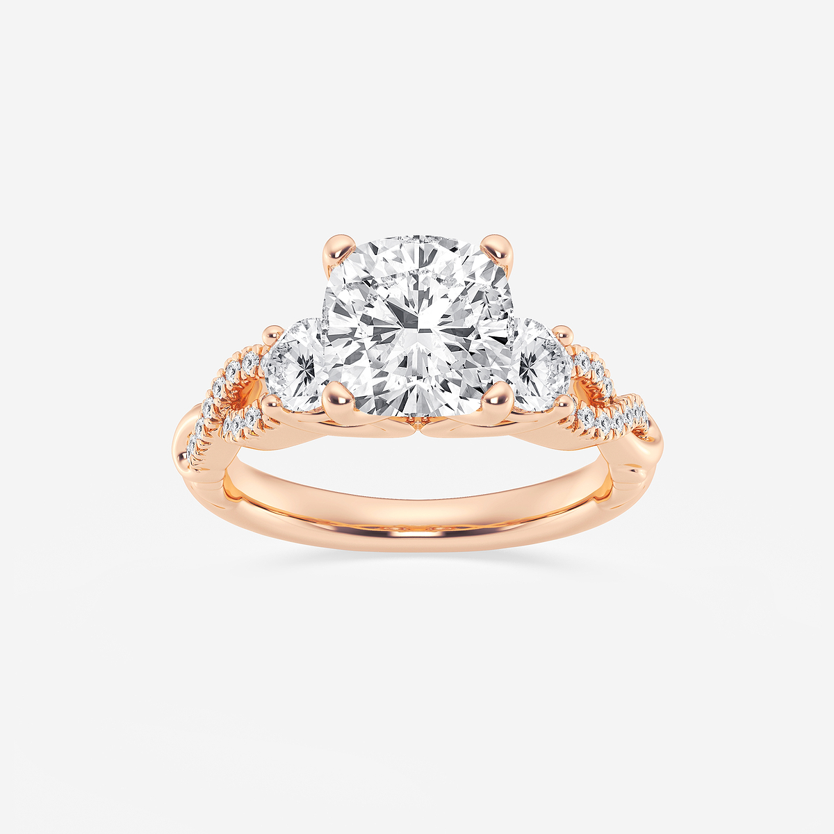 3 1/10 ctw Cushion Lab Grown Diamond Swirl Engagement Ring