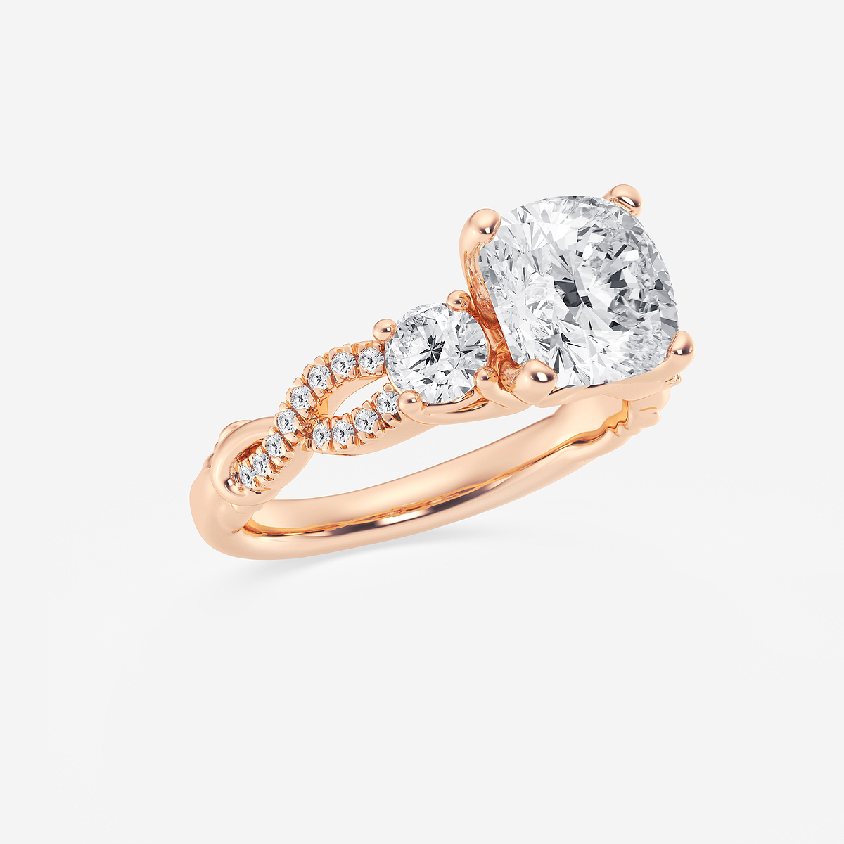 Additional Image 1 for  3 1/10 ctw Cushion Lab Grown Diamond Swirl Engagement Ring