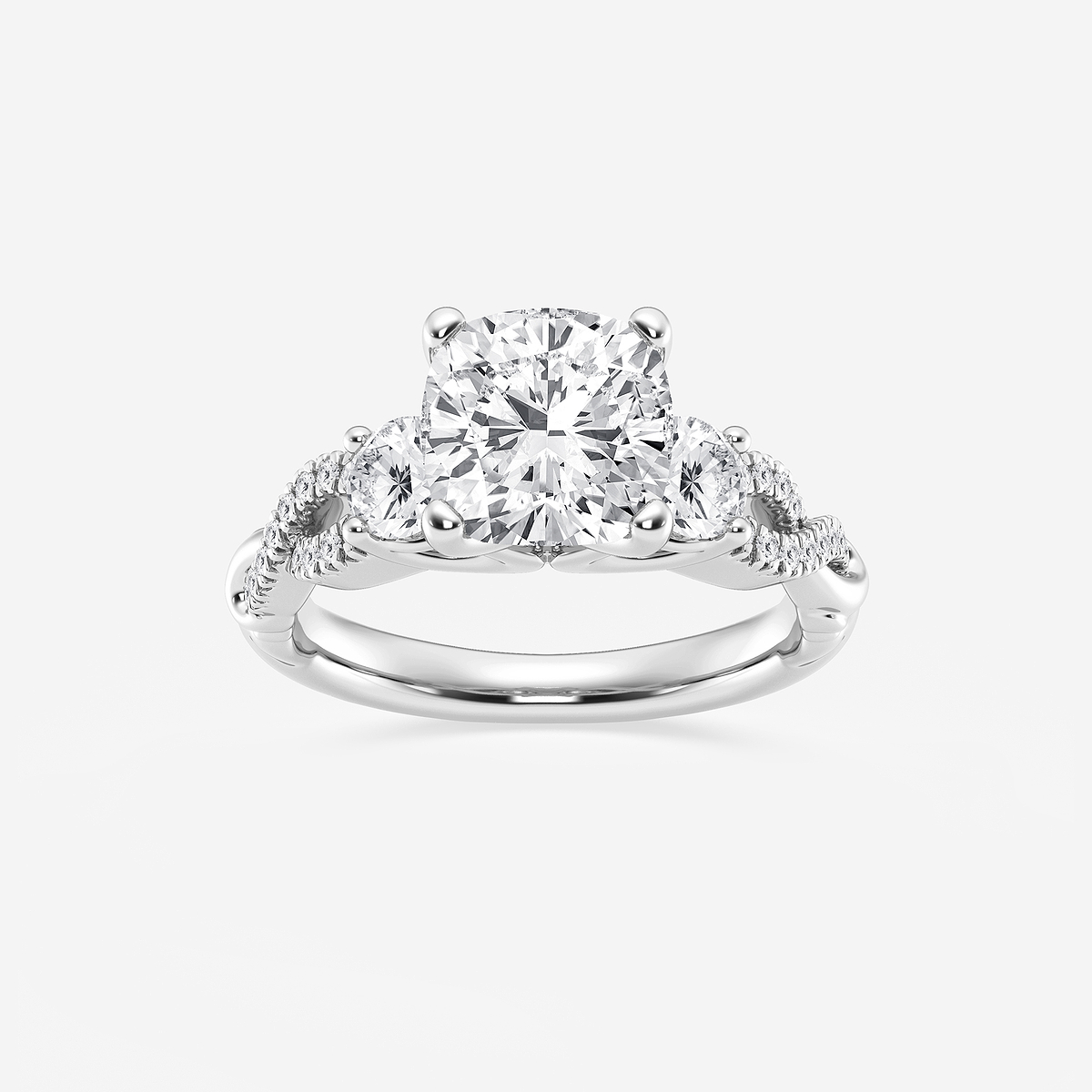 3 1/10 ctw Cushion Lab Grown Diamond Swirl Engagement Ring