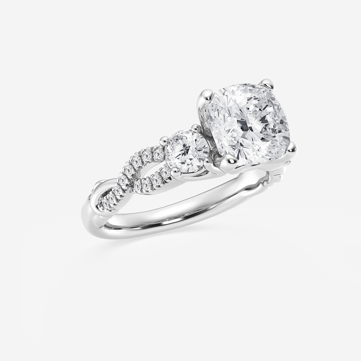 Additional Image 1 for  3 1/10 ctw Cushion Lab Grown Diamond Swirl Engagement Ring
