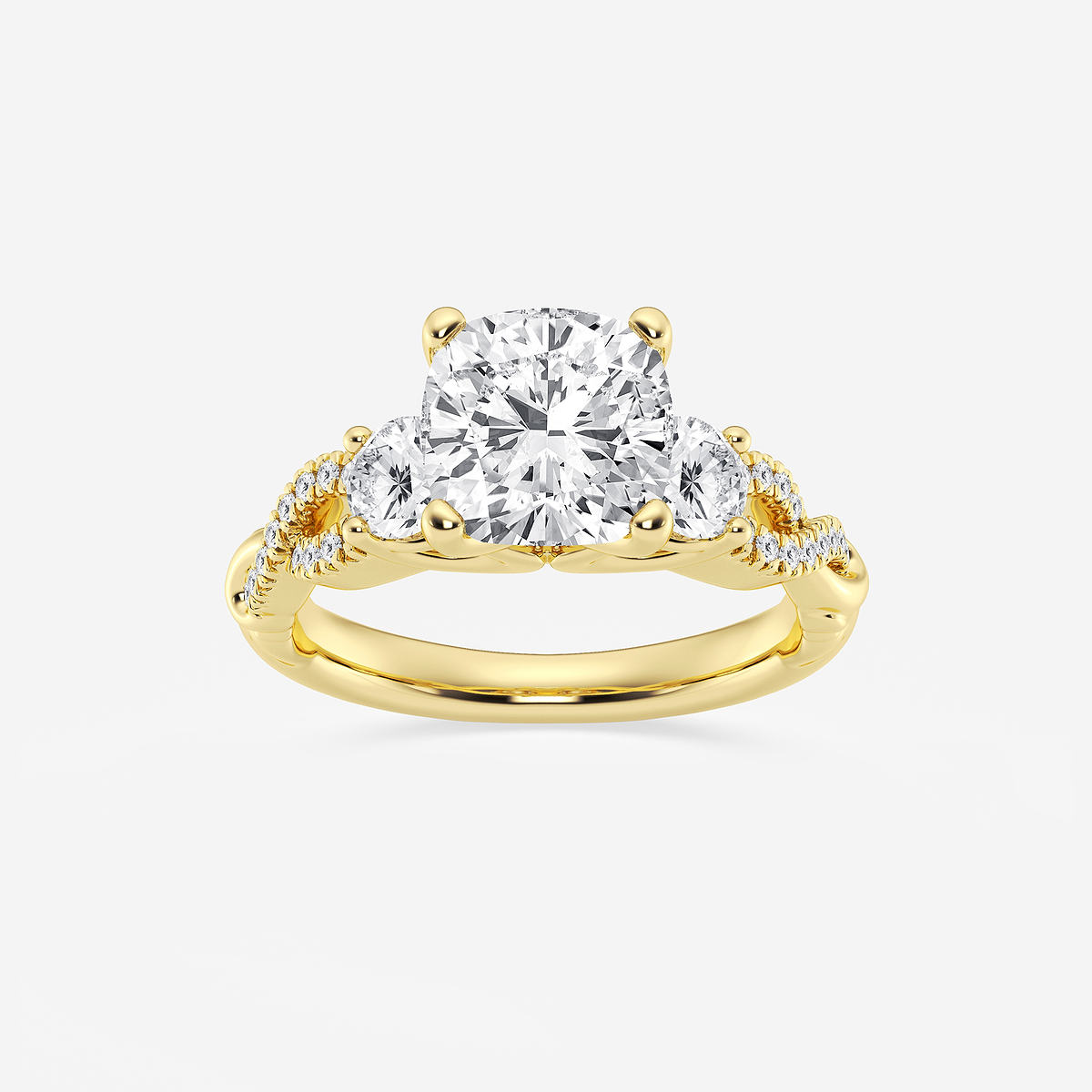 3 1/10 ctw Cushion Lab Grown Diamond Swirl Engagement Ring