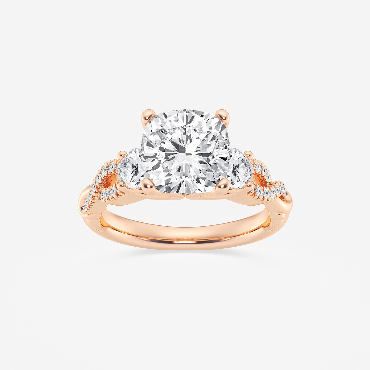 3 5/8 ctw Cushion Lab Grown Diamond Swirl Engagement Ring