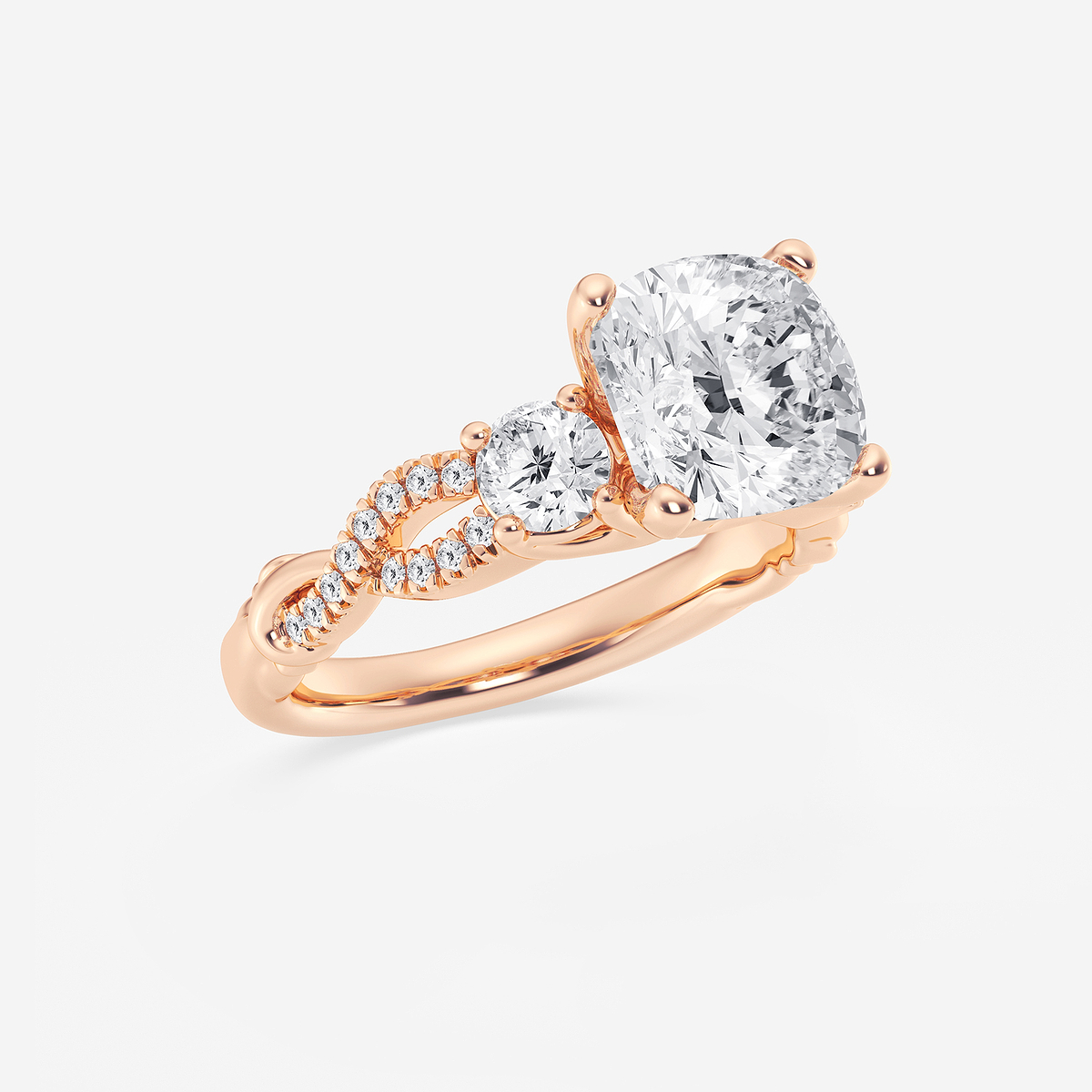 Additional Image 1 for  3 5/8 ctw Cushion Lab Grown Diamond Swirl Engagement Ring