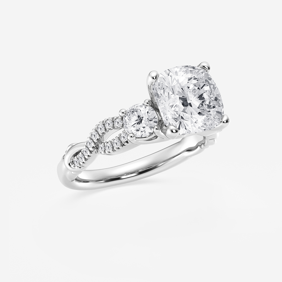 Additional Image 1 for  8 5/8 ctw Cushion Lab Grown Diamond Swirl Engagement Ring