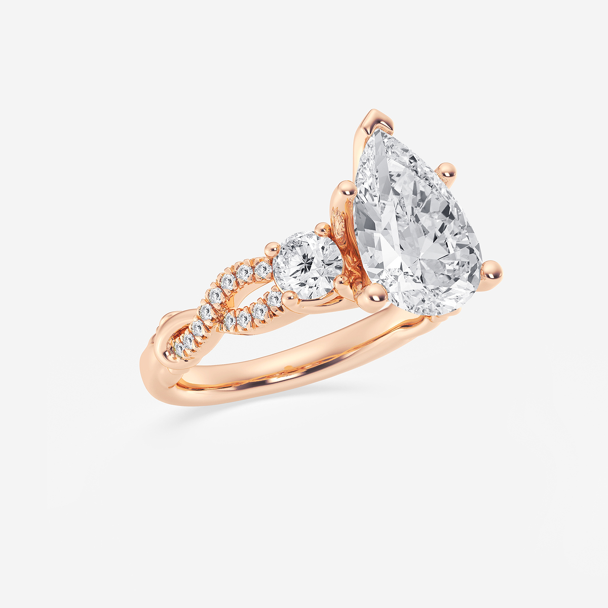 Additional Image 1 for  3 1/10 ctw Pear Lab Grown Diamond Swirl Engagement Ring