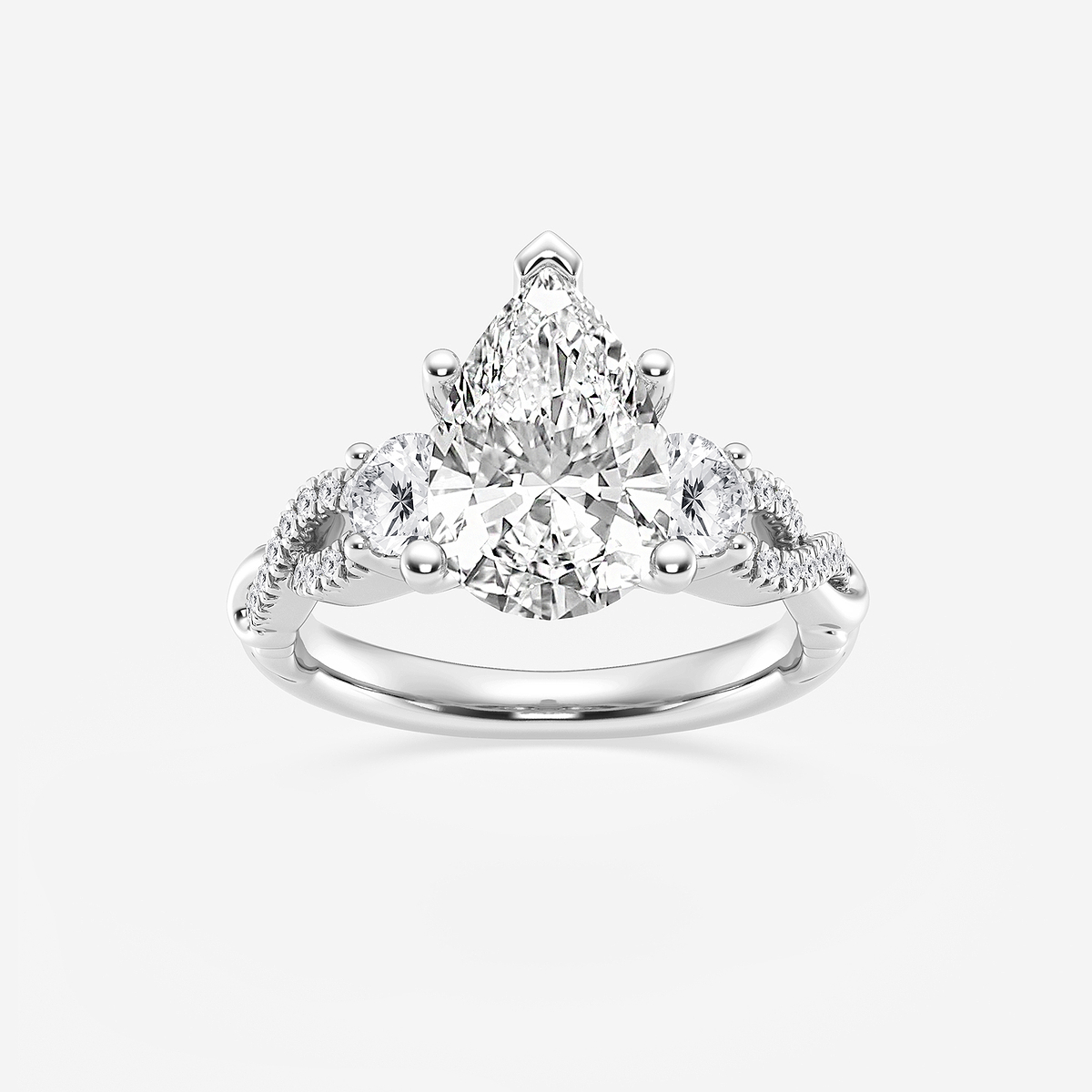 3 1/10 ctw Pear Lab Grown Diamond Swirl Engagement Ring 14K White Gold, F, VS2