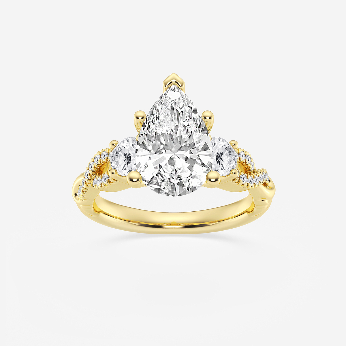3 1/10 ctw Pear Lab Grown Diamond Swirl Engagement Ring