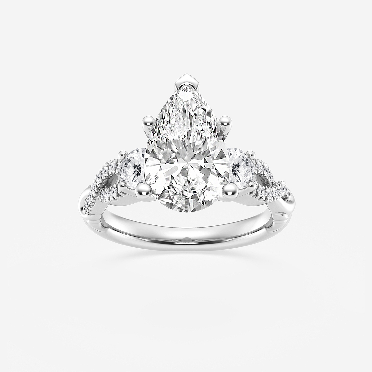 3 5/8 ctw Pear Lab Grown Diamond Swirl Engagement Ring
