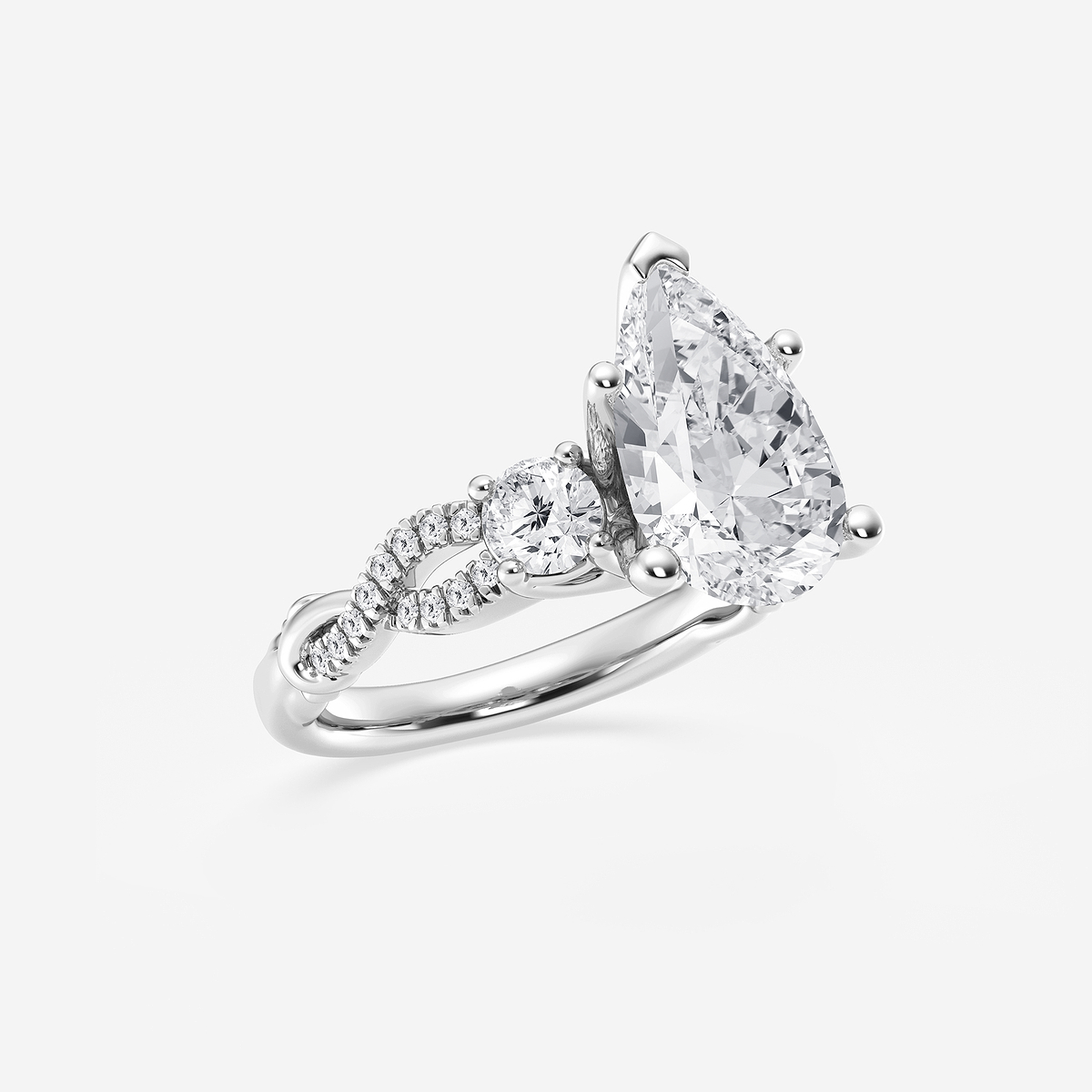 Additional Image 1 for  3 5/8 ctw Pear Lab Grown Diamond Swirl Engagement Ring