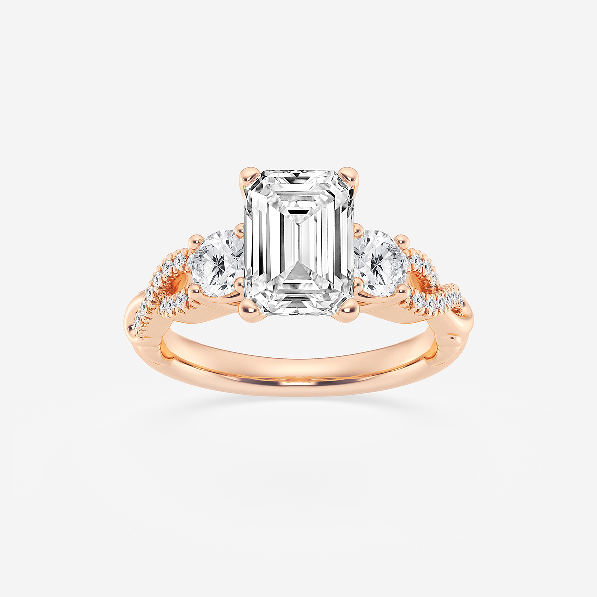 3 1/10 ctw Emerald Lab Grown Diamond Swirl Engagement Ring