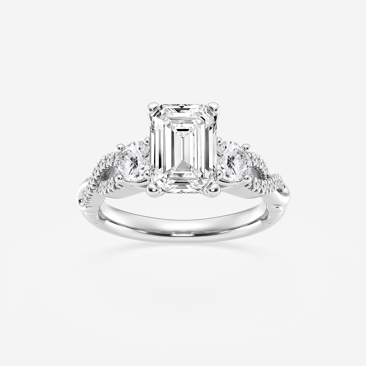 3 1/10 ctw Emerald Lab Grown Diamond Swirl Engagement Ring