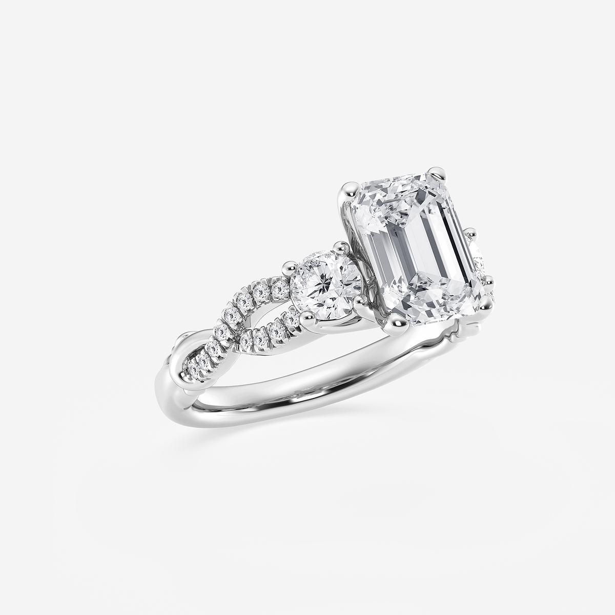 Additional Image 1 for  3 1/10 ctw Emerald Lab Grown Diamond Swirl Engagement Ring