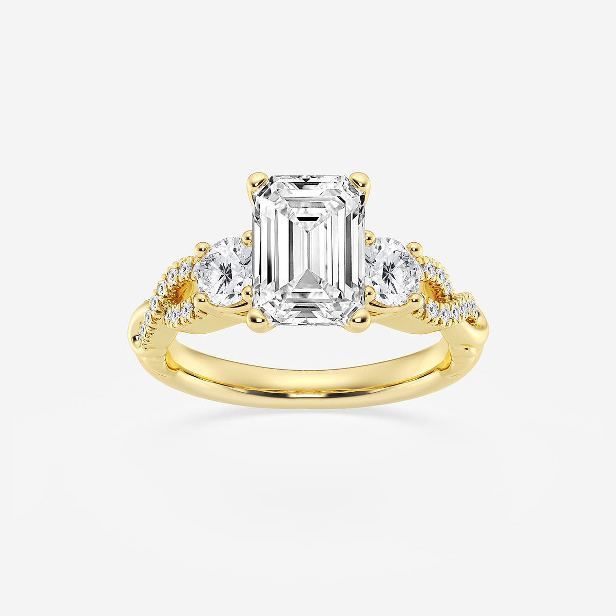 3 1/10 ctw Emerald Lab Grown Diamond Swirl Engagement Ring