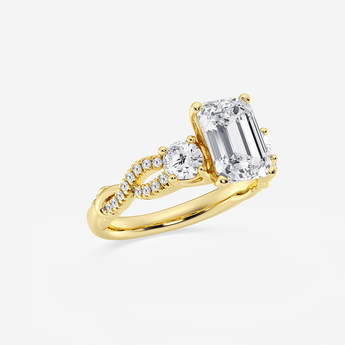 Additional Image 1 for  3 1/10 ctw Emerald Lab Grown Diamond Swirl Engagement Ring