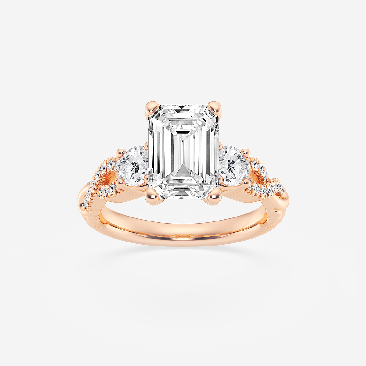 5 5/8 ctw Emerald Lab Grown Diamond Swirl Engagement Ring