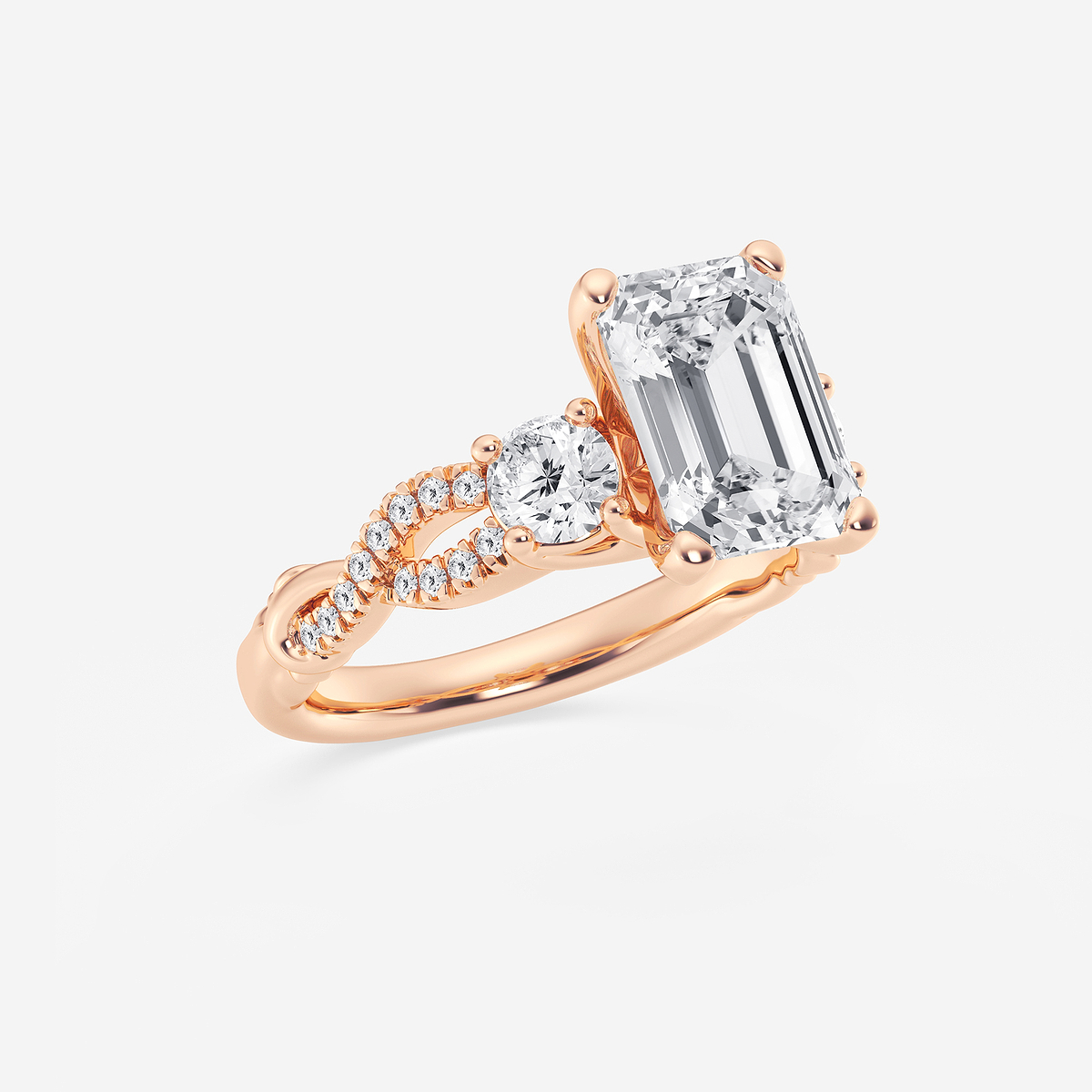 Additional Image 1 for  5 5/8 ctw Emerald Lab Grown Diamond Swirl Engagement Ring