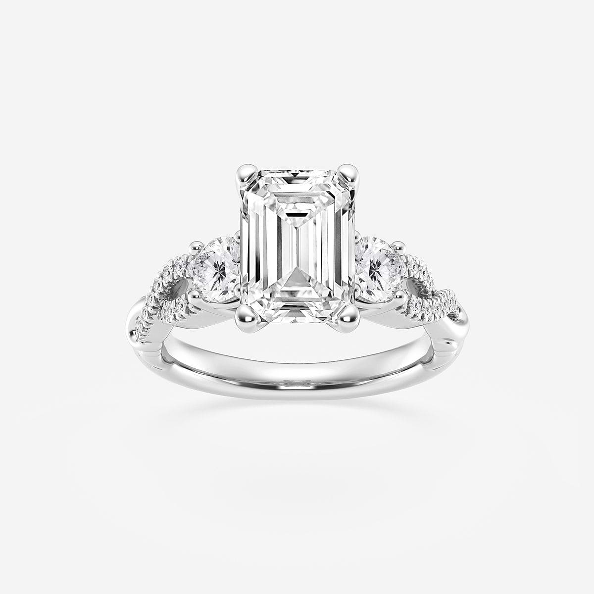 8 5/8 ctw Emerald Lab Grown Diamond Swirl Engagement Ring