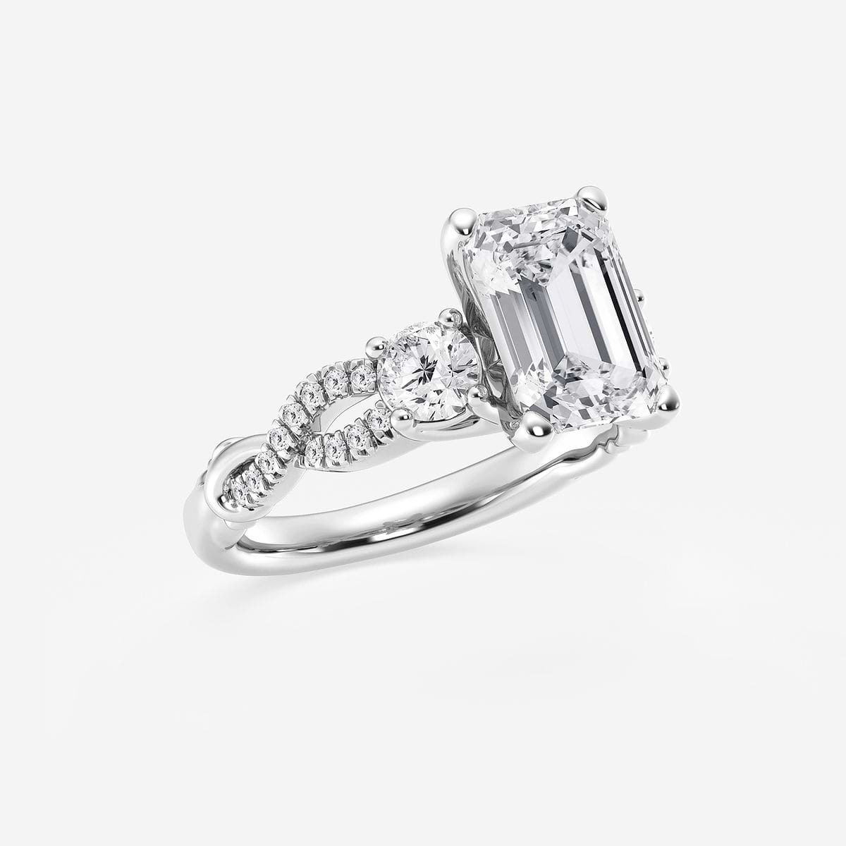Additional Image 1 for  8 5/8 ctw Emerald Lab Grown Diamond Swirl Engagement Ring