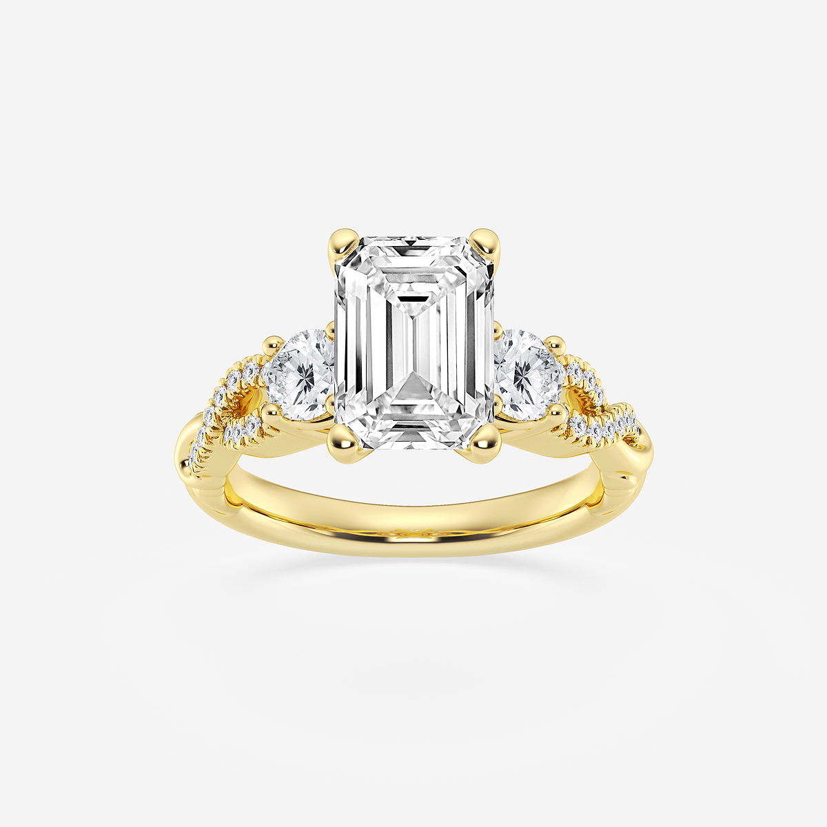 5 5/8 ctw Emerald Lab Grown Diamond Swirl Engagement Ring
