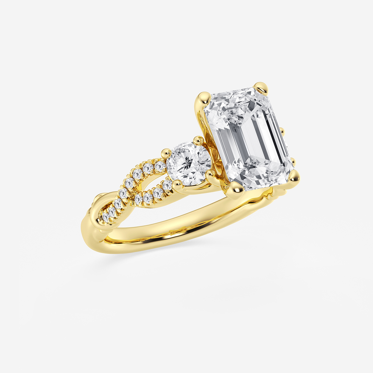 Additional Image 1 for  5 5/8 ctw Emerald Lab Grown Diamond Swirl Engagement Ring