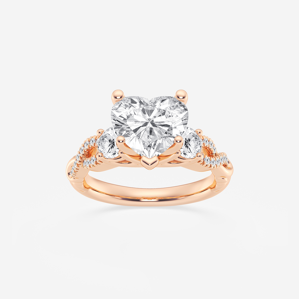 3 1/10 ctw Heart Lab Grown Diamond Swirl Engagement Ring