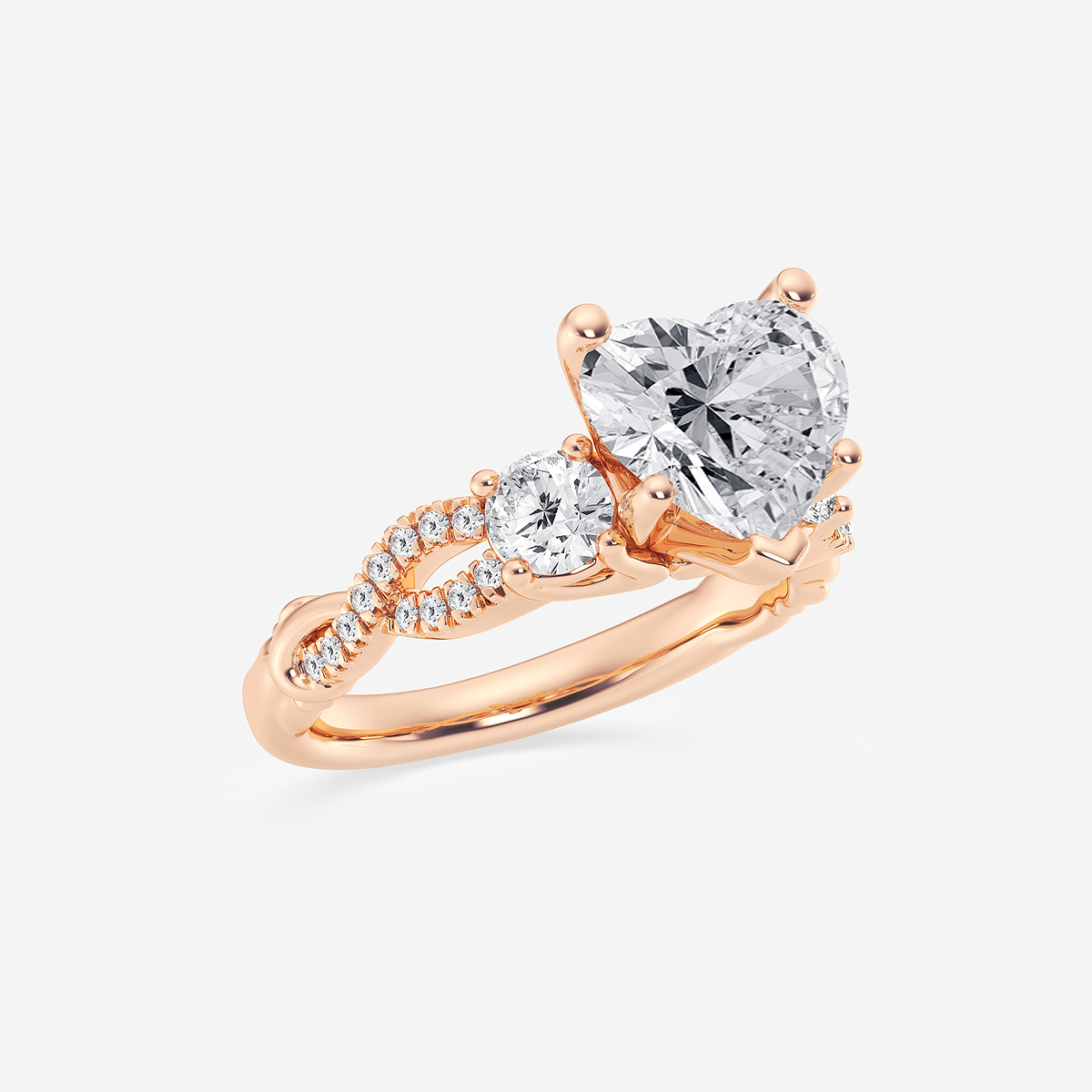 Additional Image 1 for  3 1/10 ctw Heart Lab Grown Diamond Swirl Engagement Ring