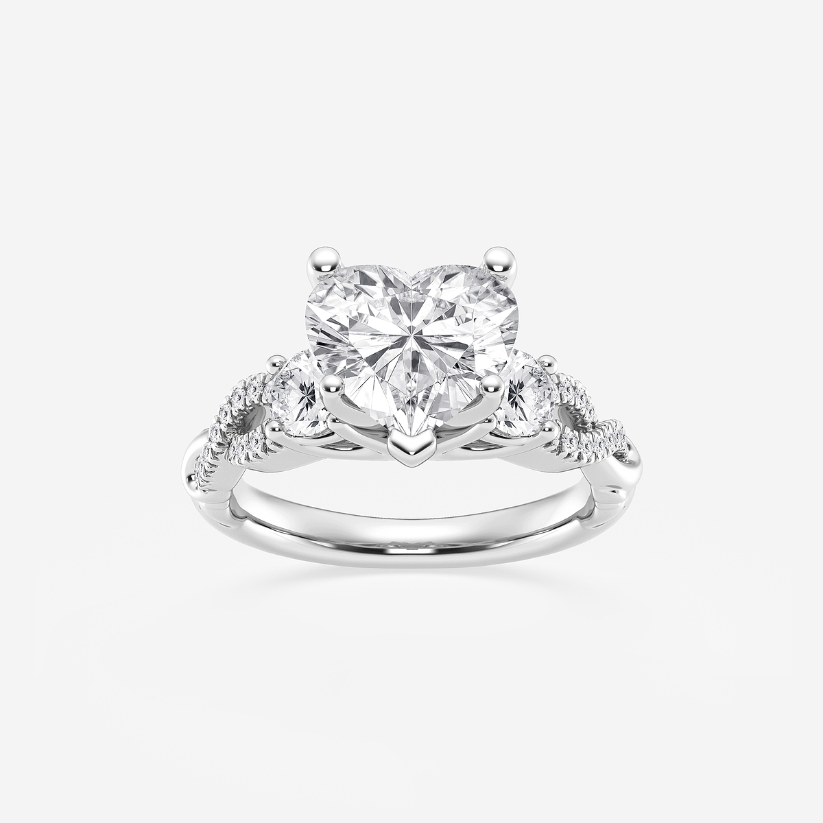 3 1/10 ctw Heart Lab Grown Diamond Swirl Engagement Ring