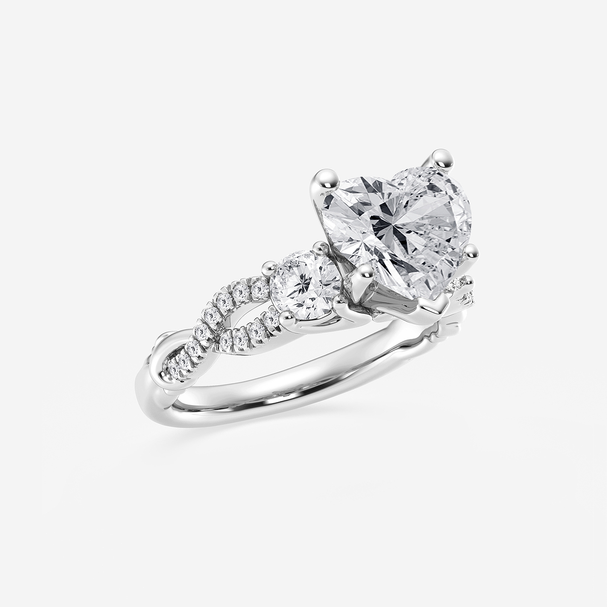 Additional Image 1 for  3 1/10 ctw Heart Lab Grown Diamond Swirl Engagement Ring