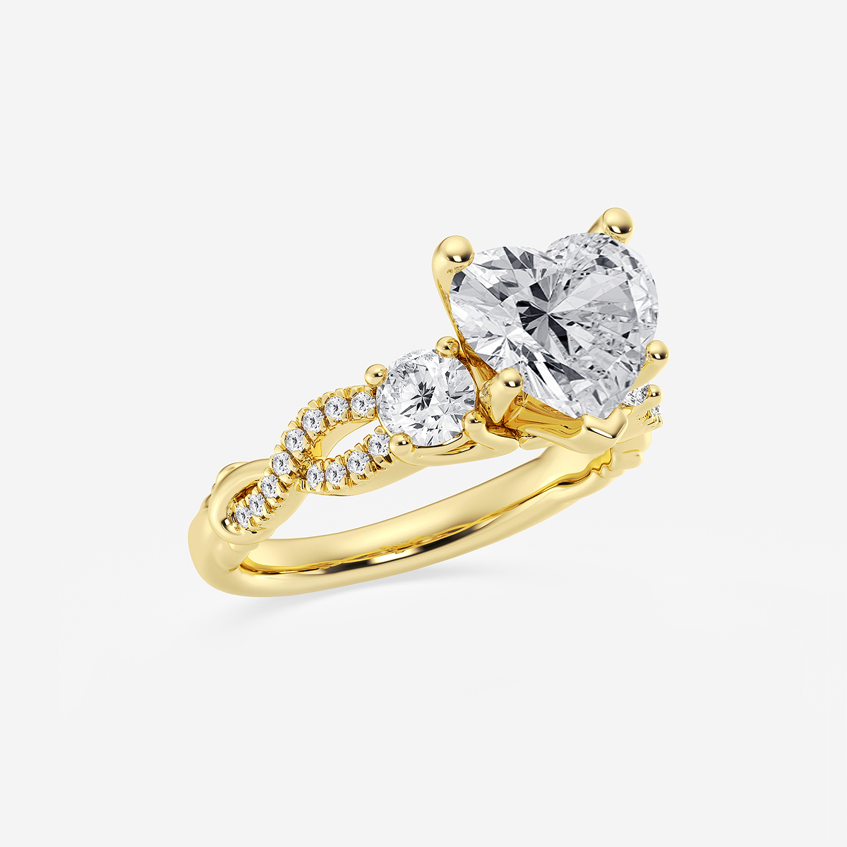 Additional Image 1 for  3 1/10 ctw Heart Lab Grown Diamond Swirl Engagement Ring