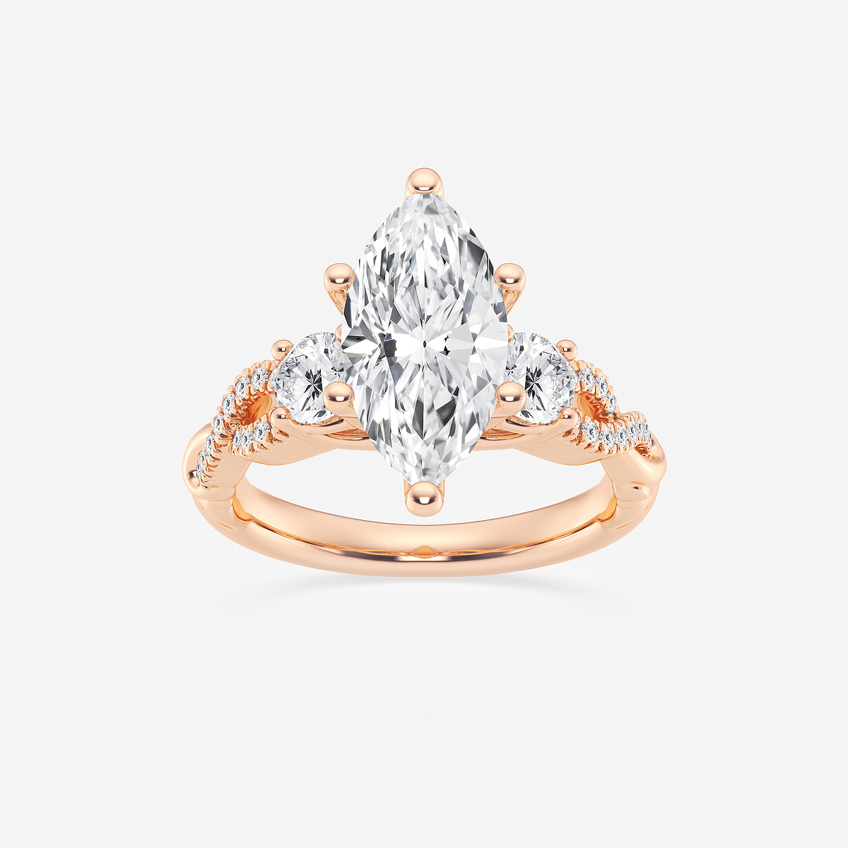 3 1/10 ctw Marquise Lab Grown Diamond Swirl Engagement Ring