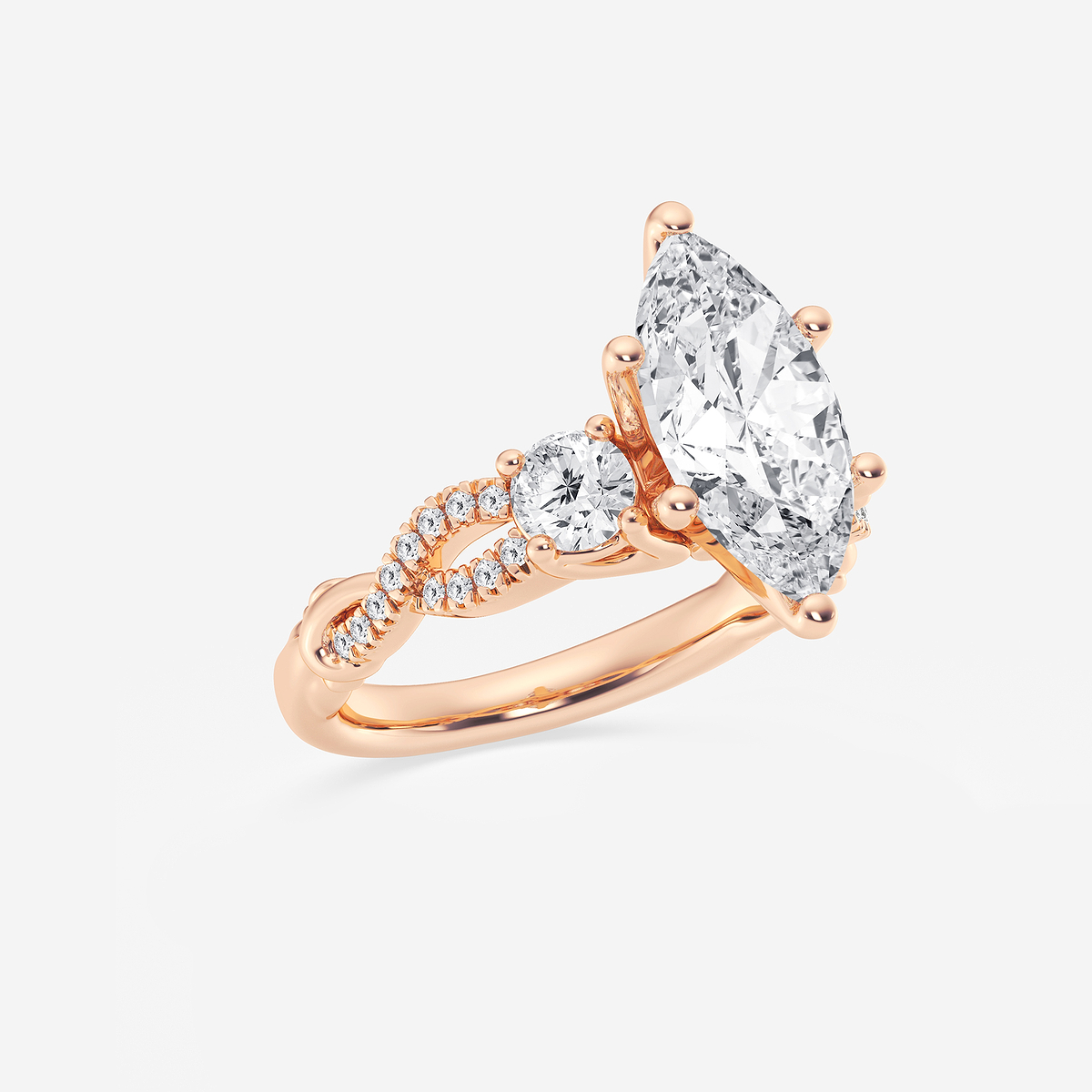 Additional Image 1 for  3 1/10 ctw Marquise Lab Grown Diamond Swirl Engagement Ring