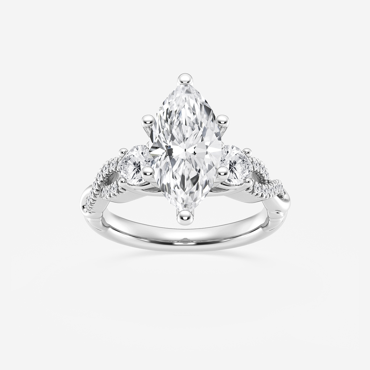 3 1/10 ctw Marquise Lab Grown Diamond Swirl Engagement Ring