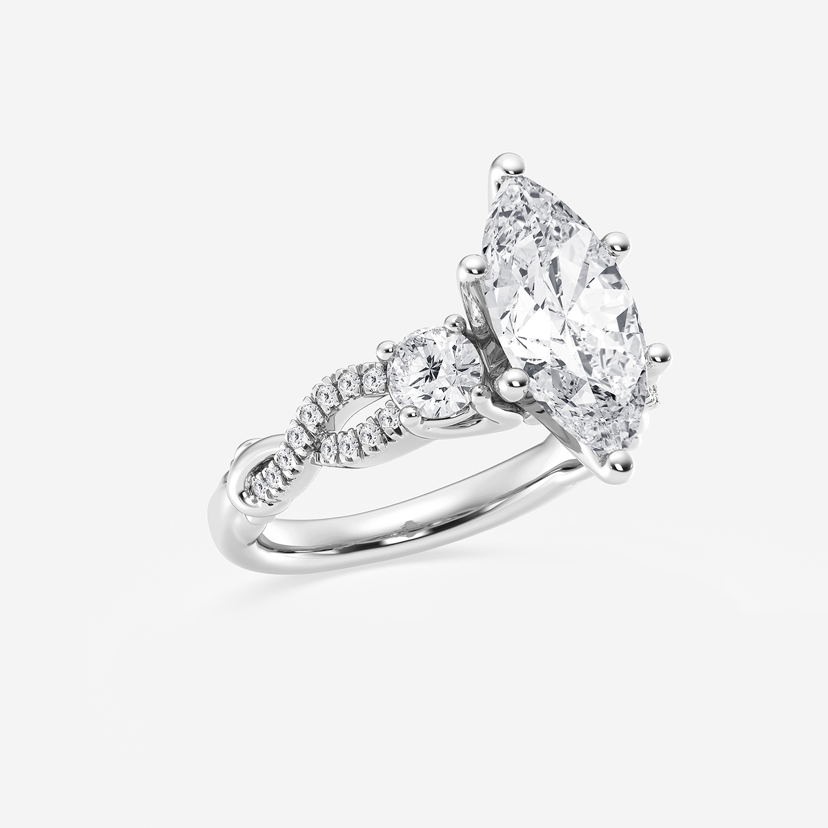 Additional Image 1 for  3 1/10 ctw Marquise Lab Grown Diamond Swirl Engagement Ring