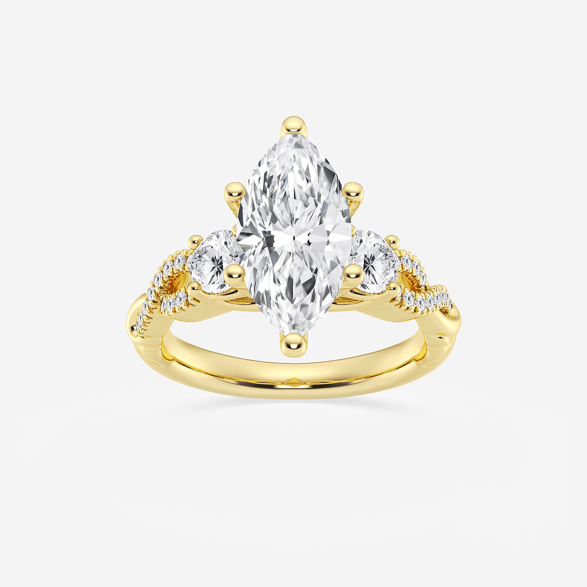 3 1/10 ctw Marquise Lab Grown Diamond Swirl Engagement Ring