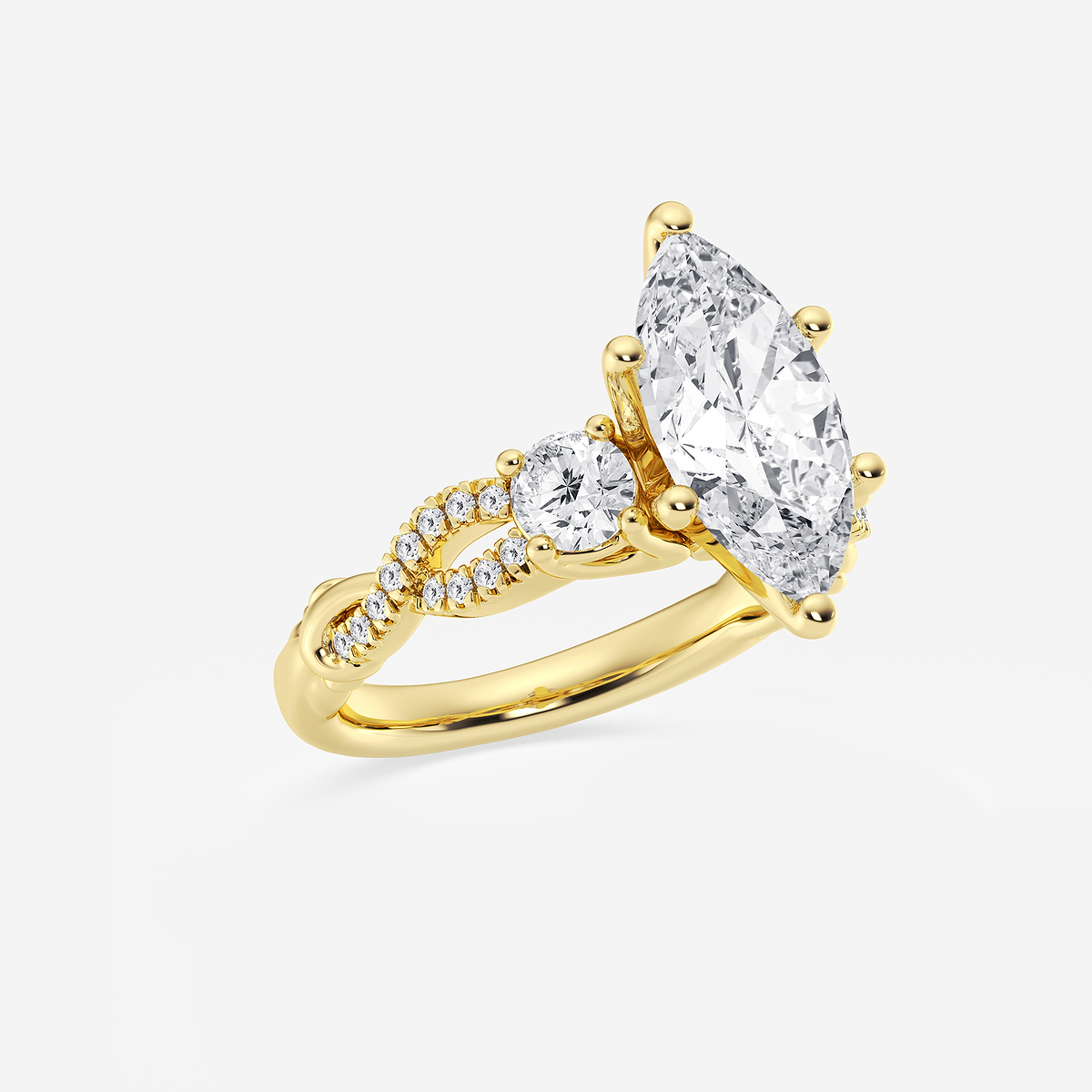 Additional Image 1 for  3 1/10 ctw Marquise Lab Grown Diamond Swirl Engagement Ring