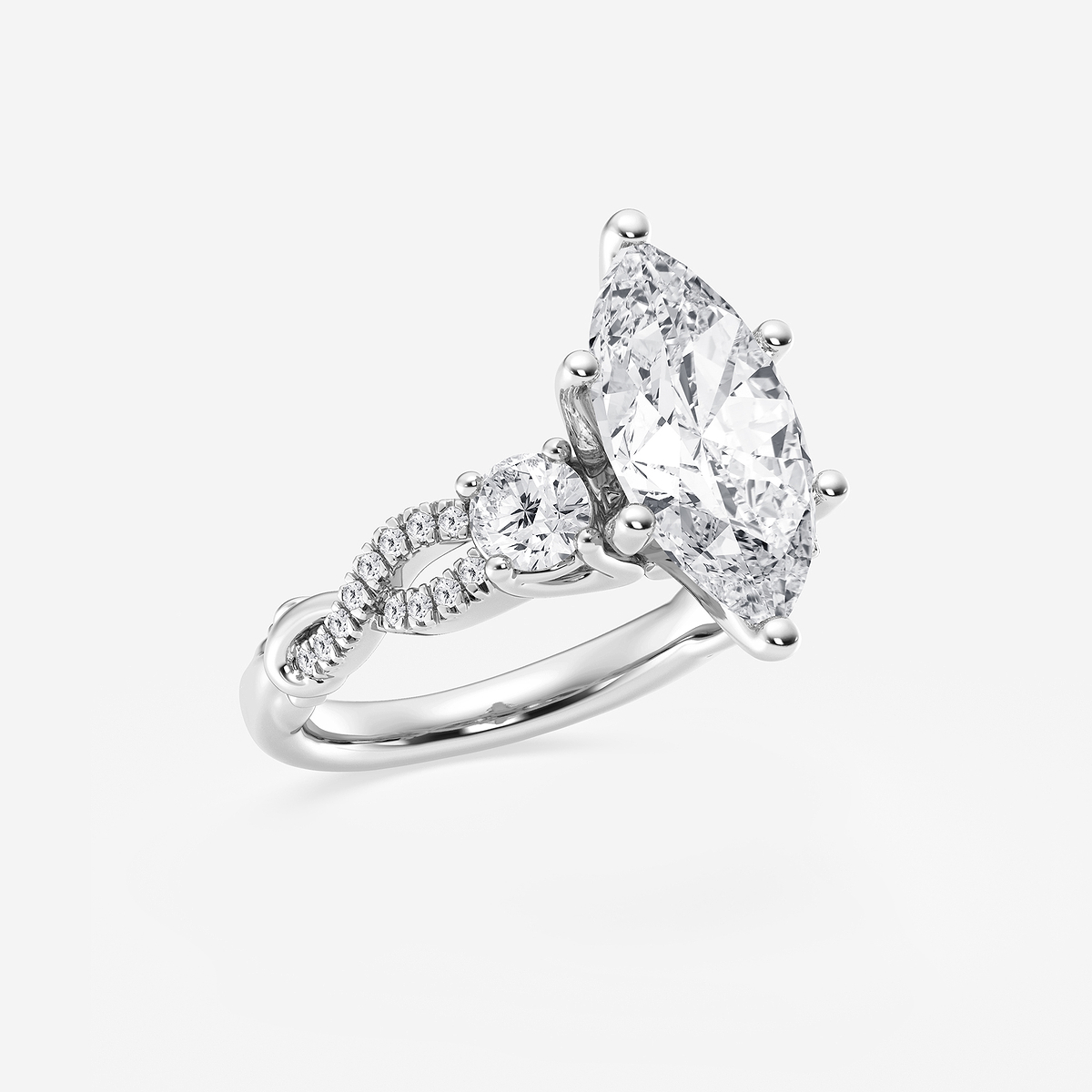Additional Image 1 for  3 5/8 ctw Marquise Lab Grown Diamond Swirl Engagement Ring