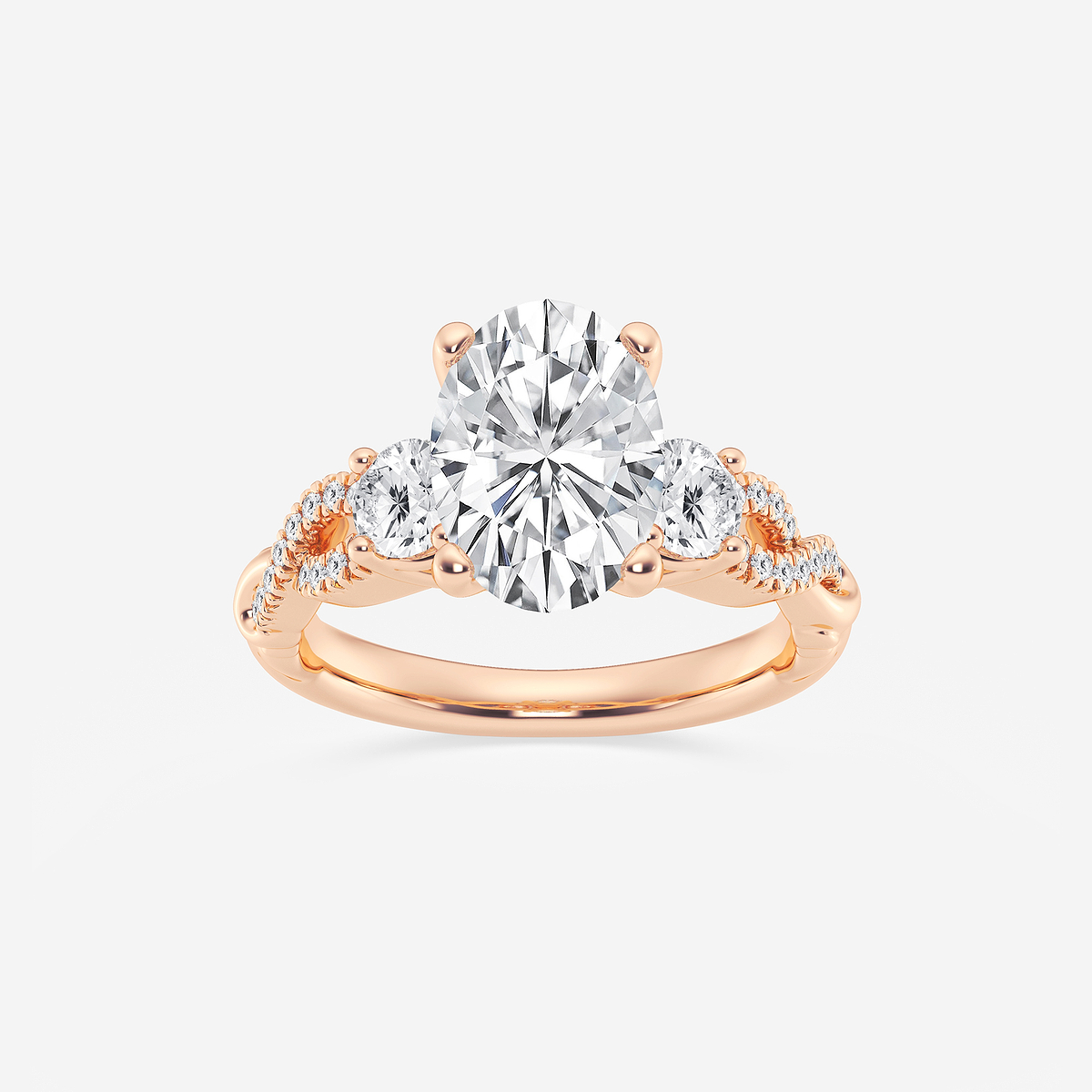 3 1/10 ctw Oval Lab Grown Diamond Swirl Engagement Ring