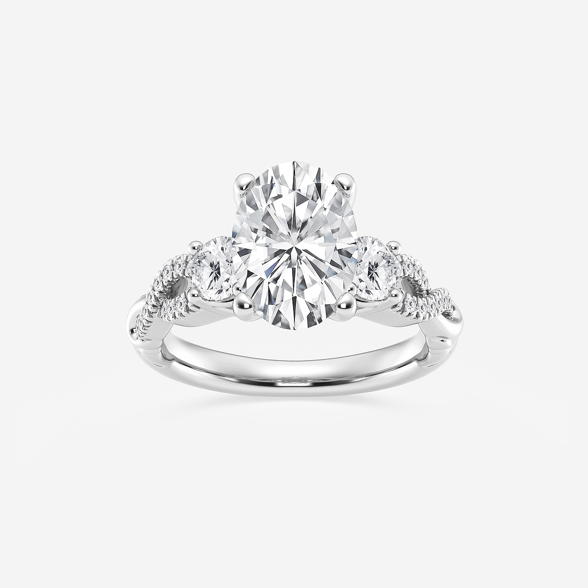3 1/10 ctw Oval Lab Grown Diamond Swirl Engagement Ring