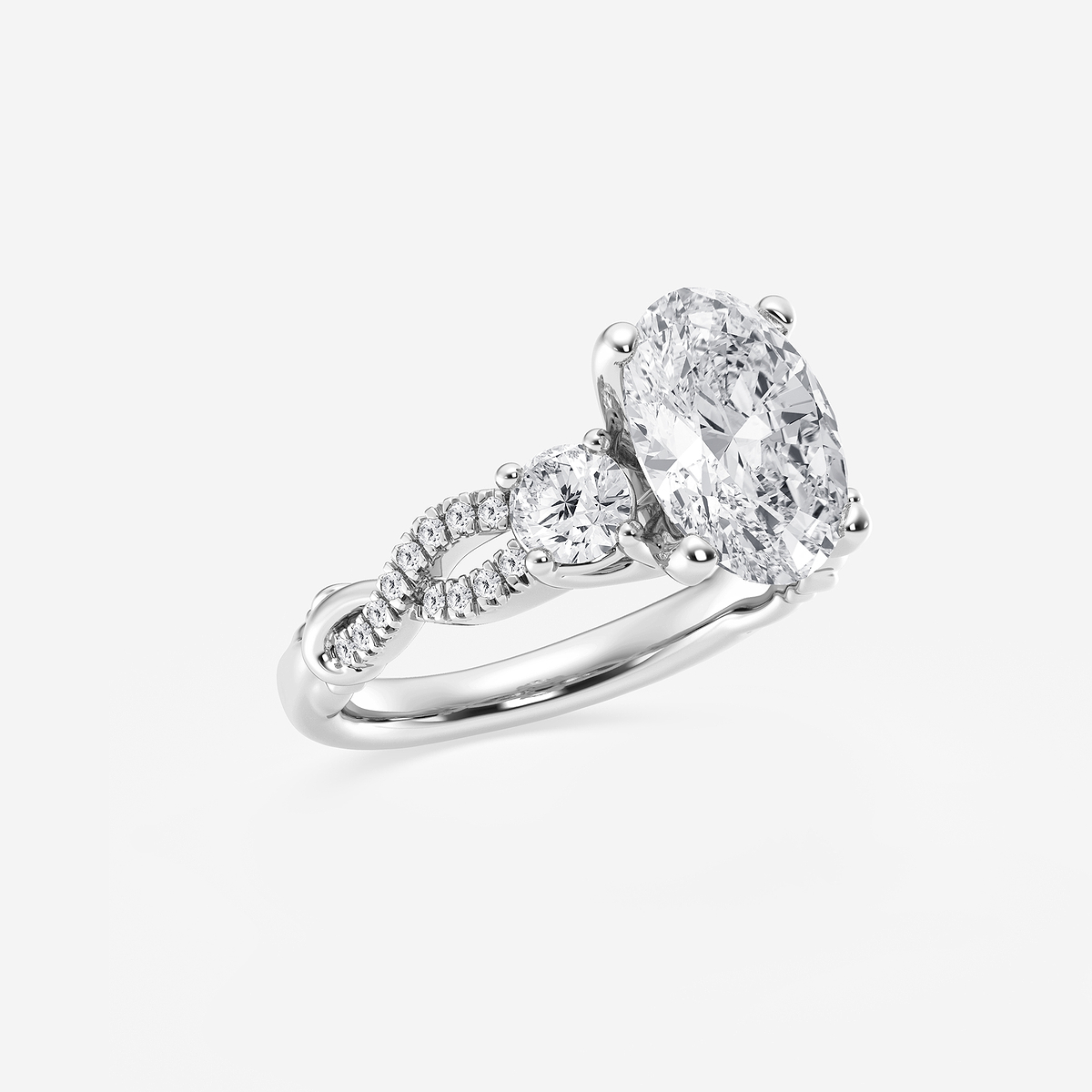 Additional Image 1 for  3 1/10 ctw Oval Lab Grown Diamond Swirl Engagement Ring