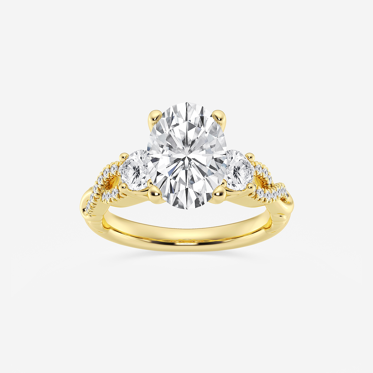 3 1/10 ctw Oval Lab Grown Diamond Swirl Engagement Ring