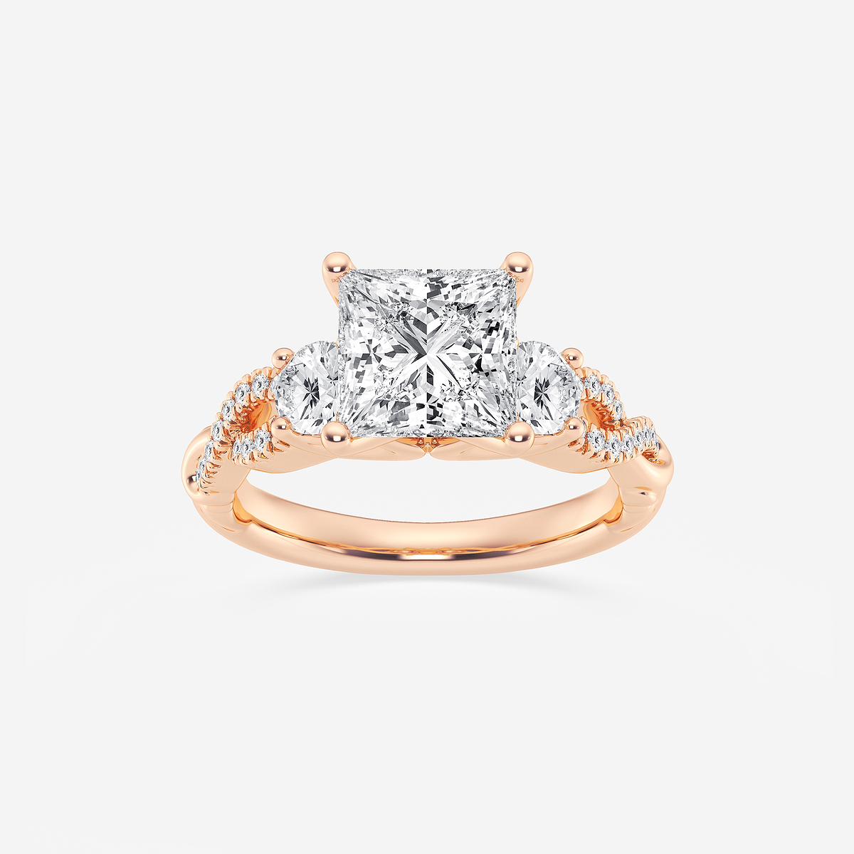 3 1/10 ctw Princess Lab Grown Diamond Swirl Engagement Ring