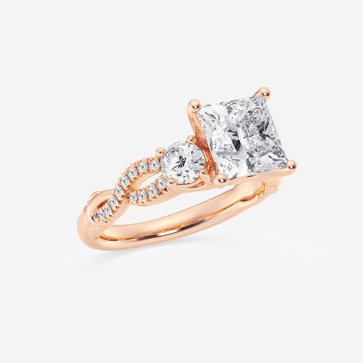 Additional Image 1 for  3 1/10 ctw Princess Lab Grown Diamond Swirl Engagement Ring